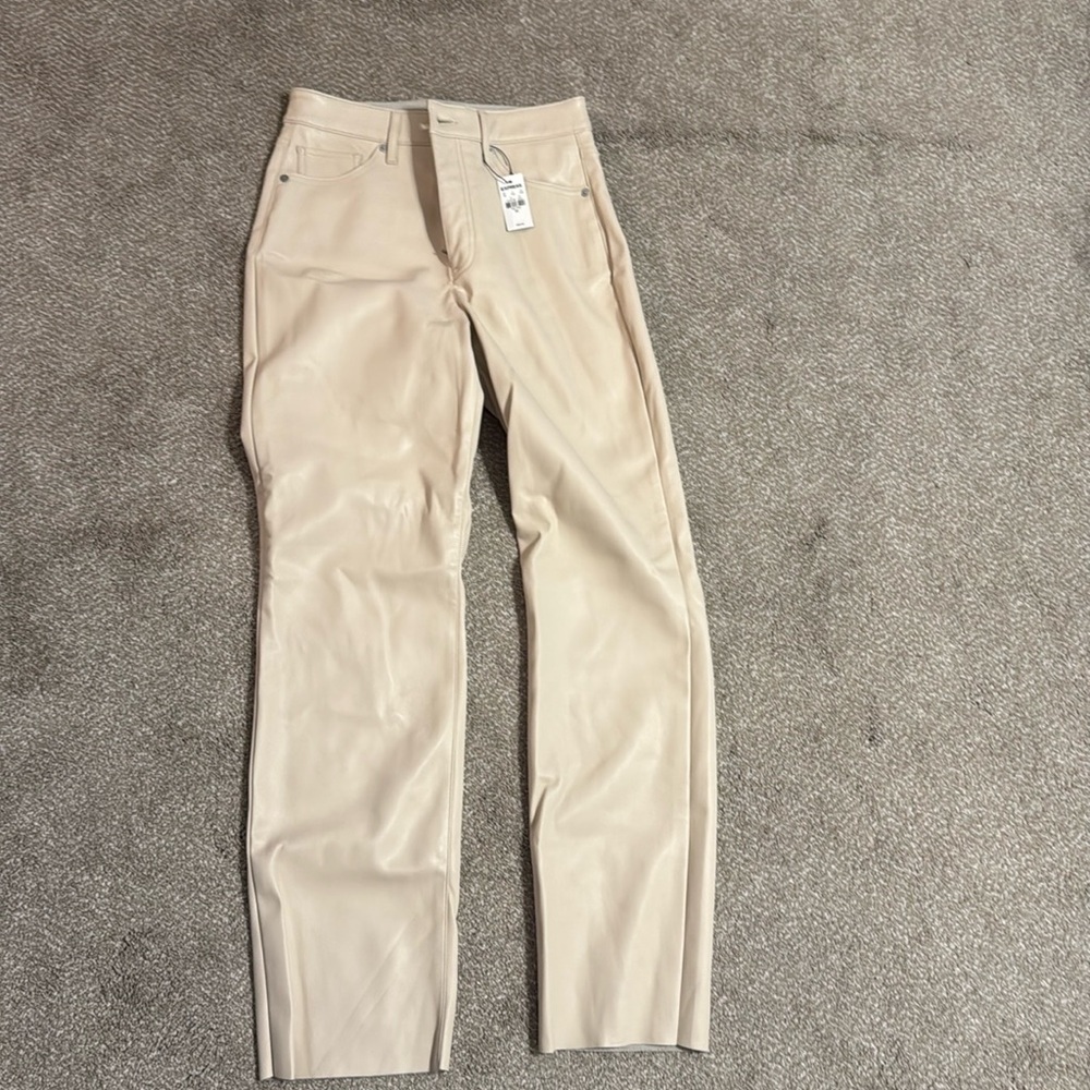 Ivory faux leather pant